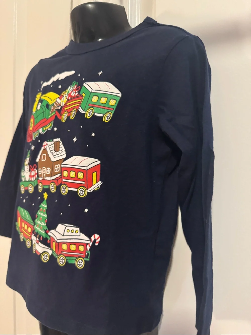 Children’s Place Navy Holiday Train Graphic Long-Sleeve Shirt